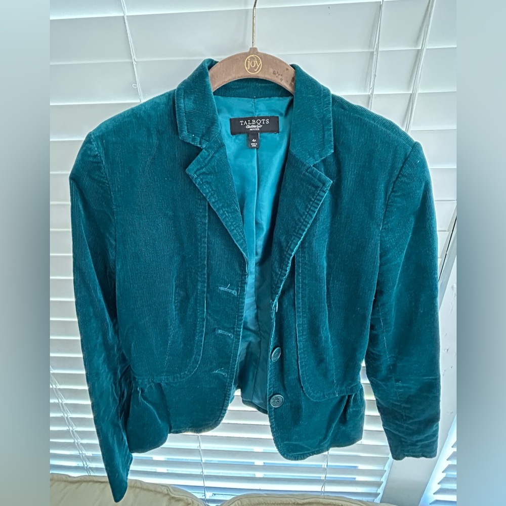 Talbots Teal Corduroy Blazer Jacket